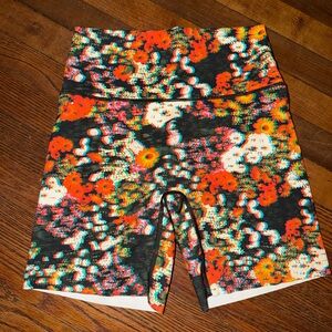 Aerie Floral Bike Shorts - Black and Orange